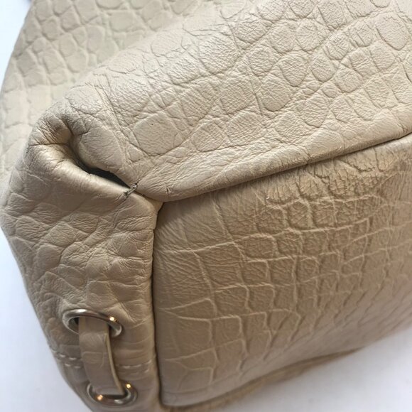 Elaine Turner Cream Embossed Leather Drawstring & Shoulder Bag - Picture 8 of 12